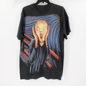 Vintage 90s On The Wall Shirt Mens M/L The Scream Art Work Short Sleeve black